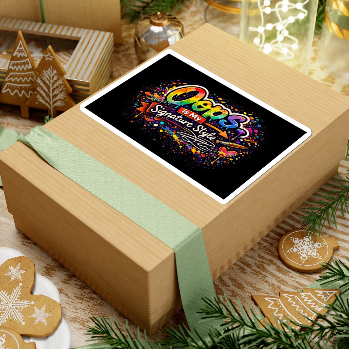 Oops Is My Signature Style Sticker | Rainbow Graffiti Kiss-Cut Sticker