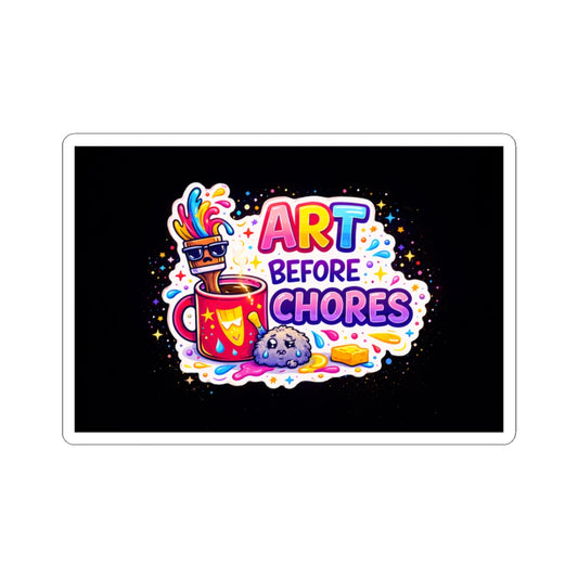 Art Before Chores sticker | Kiss-cut vinyl sticker
