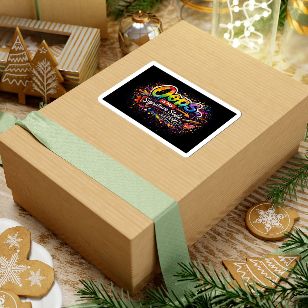 Oops Is My Signature Style Sticker | Rainbow Graffiti Kiss-Cut Sticker