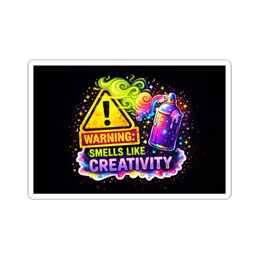 Warning Smells Like Creativity Kiss-Cut Sticker | Neon Spray Paint Art