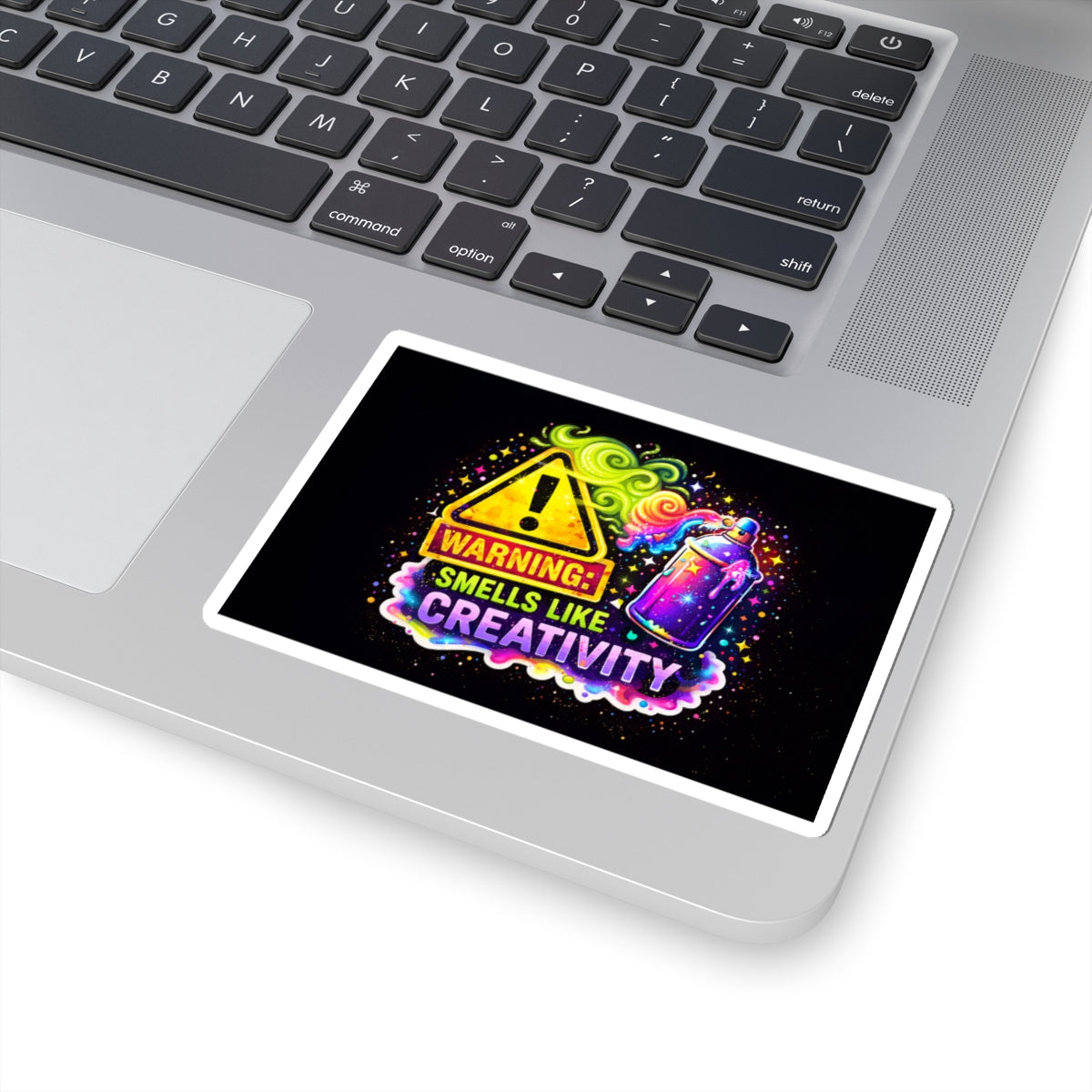 Warning Smells Like Creativity Kiss-Cut Sticker | Neon Spray Paint Art