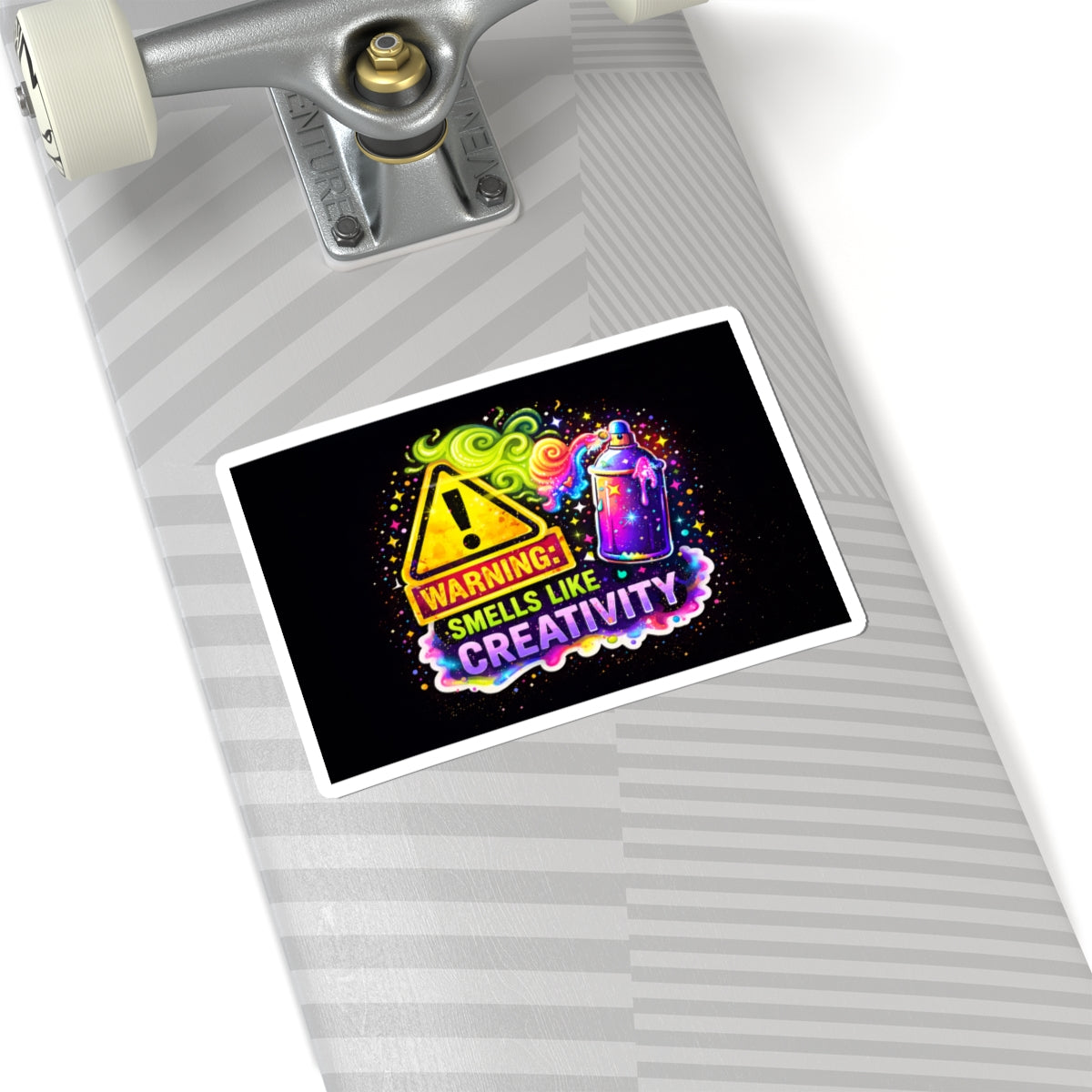 Warning Smells Like Creativity Kiss-Cut Sticker | Neon Spray Paint Art